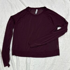 Athleta burgundy  mesh Crop Long Sleeve Blouse